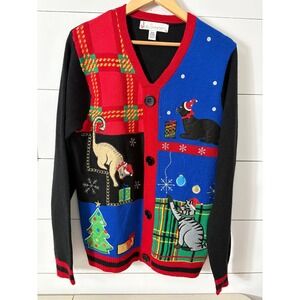 Jolly Sweaters Christmas Cardigan Cats Novelty Ugly Holiday Medium Pullover